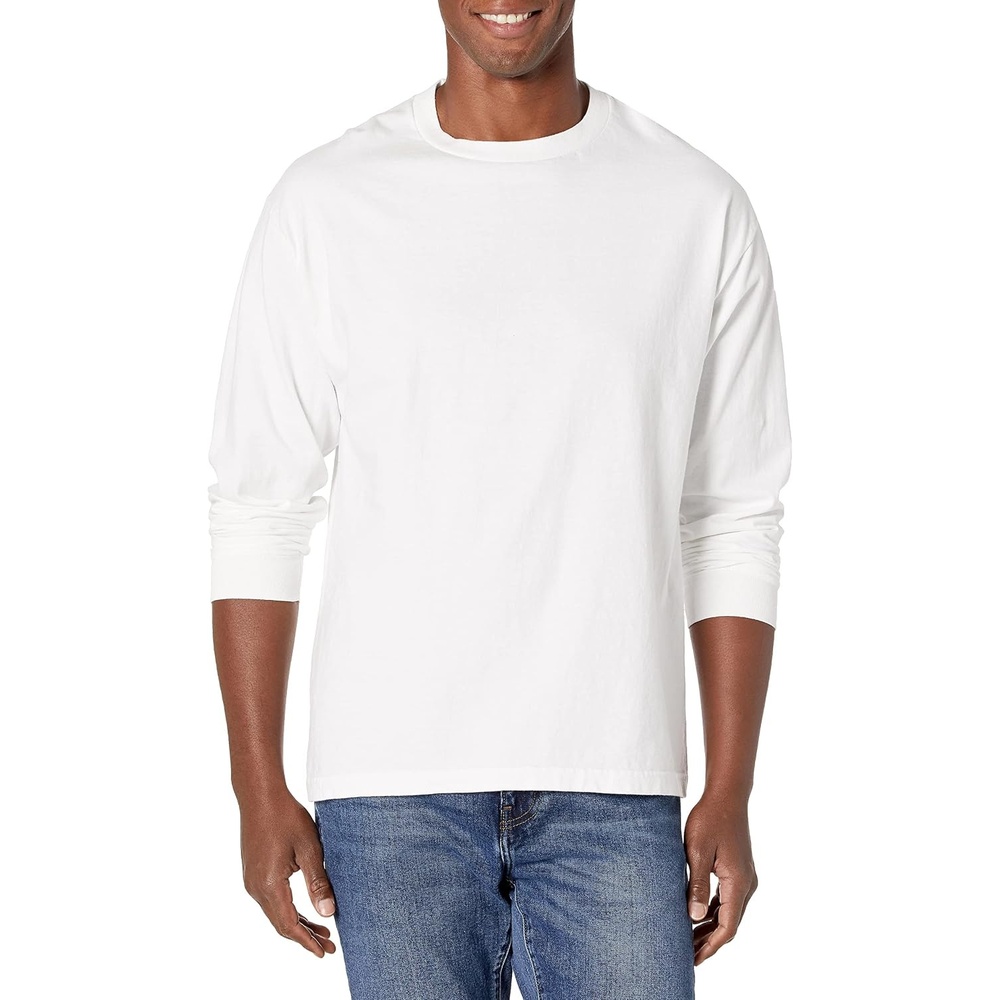 image:imageHanes Mens Beefy Long Sleeve Shirt 1 or 2 PackWhite 1 Pack