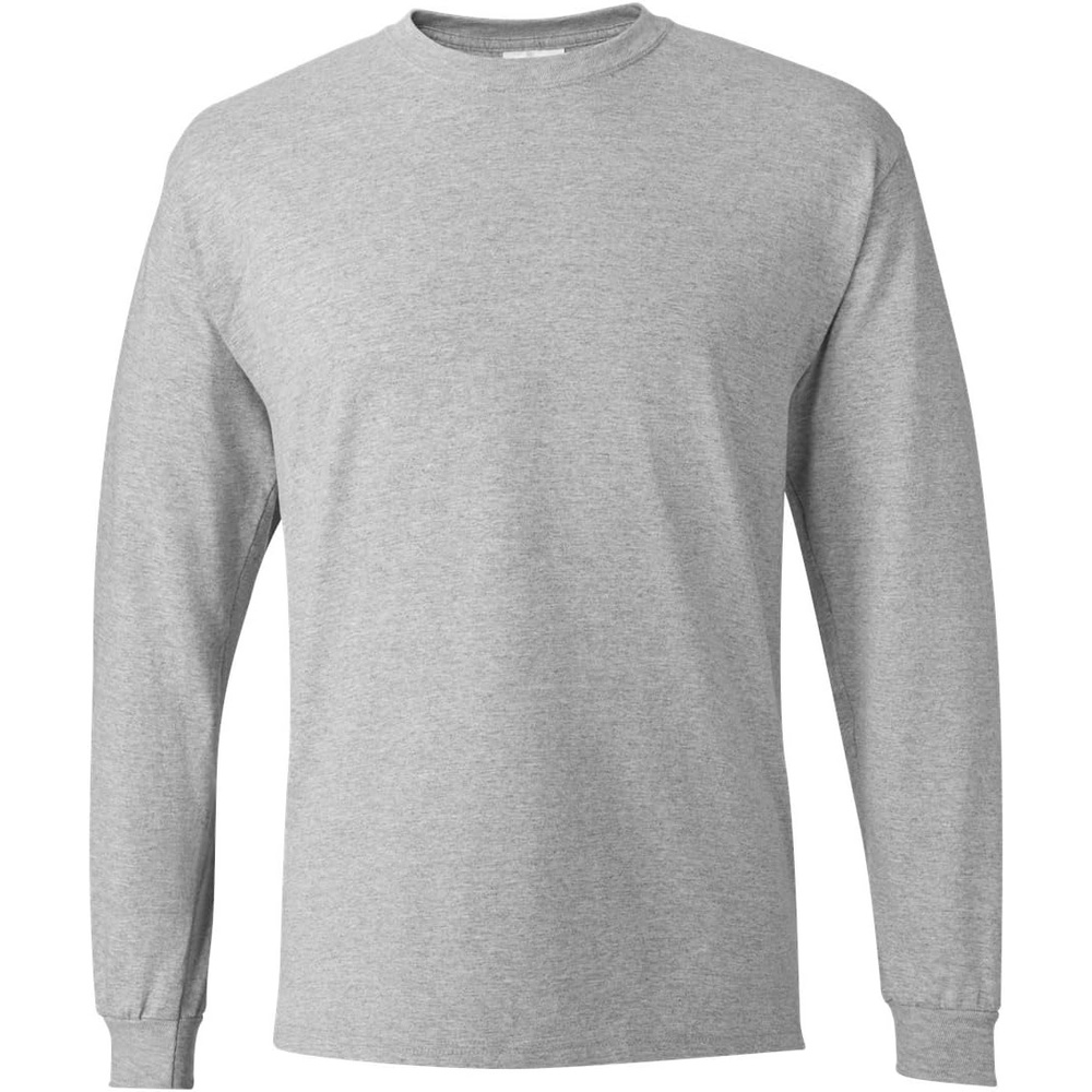 image:imageHanes Mens Essentials LongSleeve TShirt Crewneck Cotton TShirts for Men 2PackLight Steel 2 Pack
