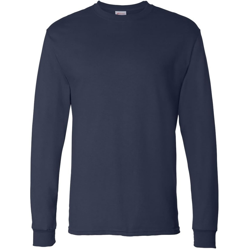 image:imageHanes Mens Essentials LongSleeve TShirt Crewneck Cotton TShirts for Men 2PackNavy 2 Pack