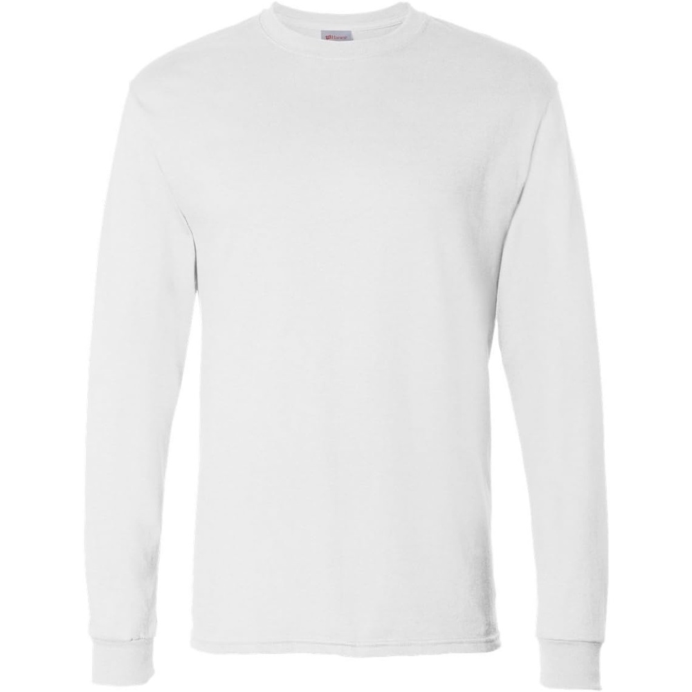 image:imageHanes Mens Essentials LongSleeve TShirt Crewneck Cotton TShirts for Men 2PackWhite 2 Pack