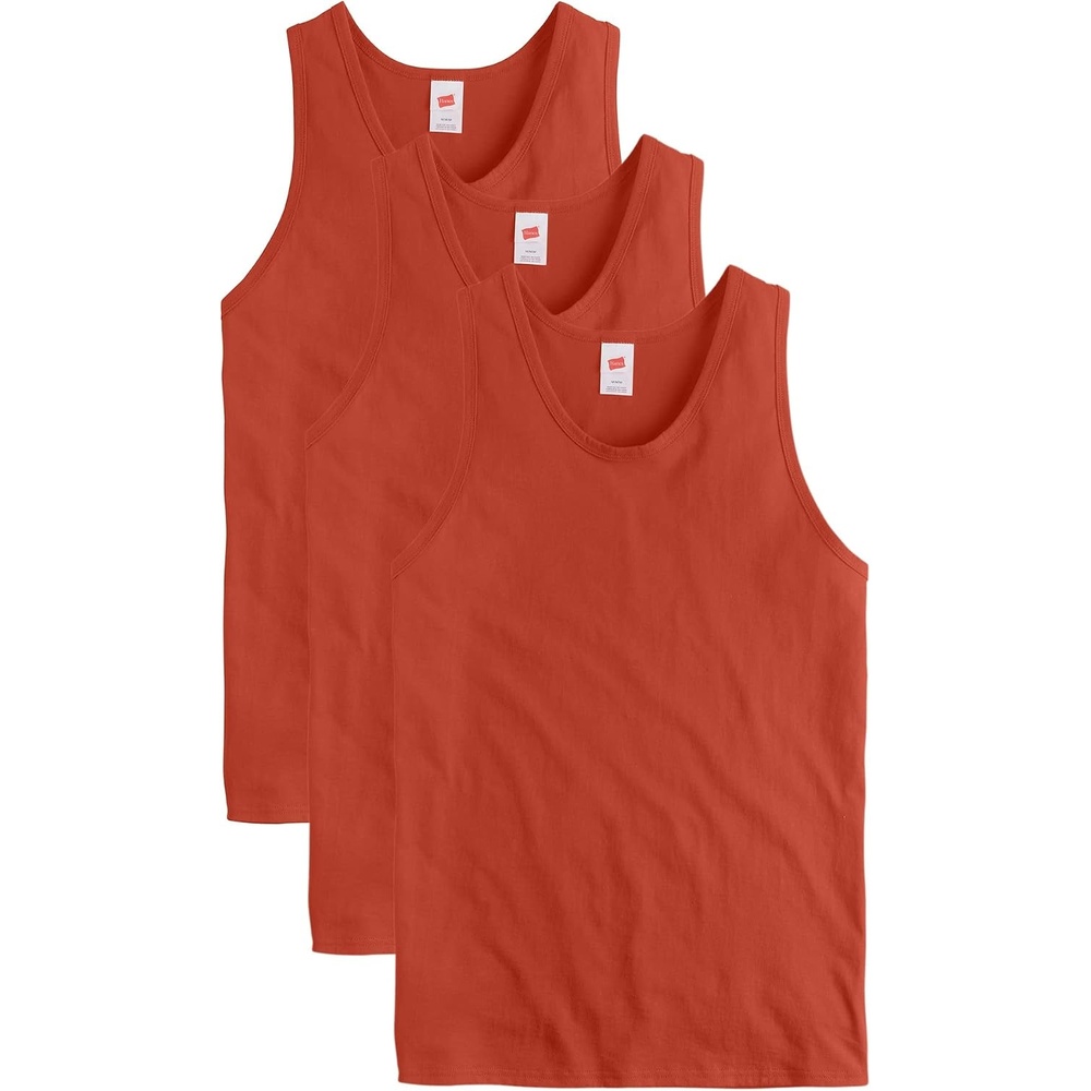 image:imageHanes Mens Essentials Tank Top Pack Midweight Cotton Tanks Sleeveless Shirts 3PackChampion Scarlet