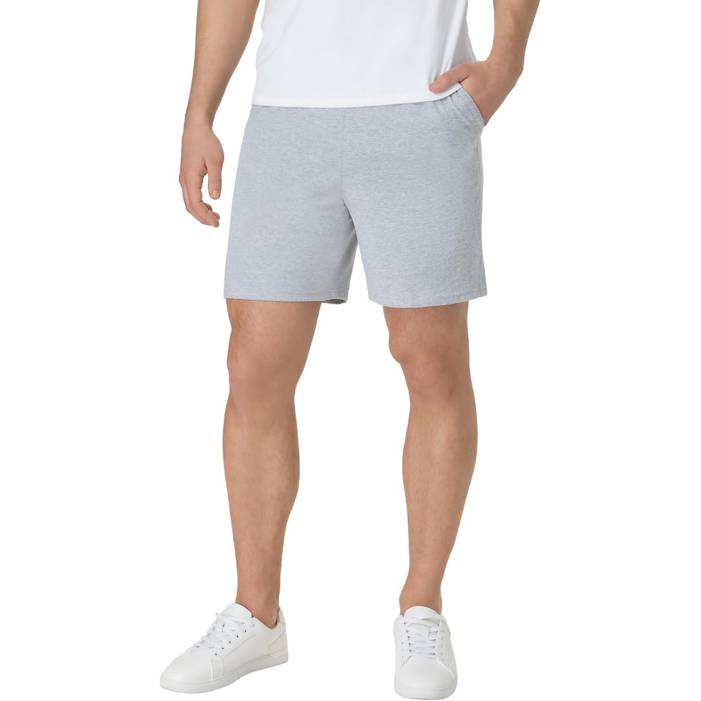 image:imageHanes Mens Originals Cotton Pockets Pullon Jersey Gym Shorts 7Light Steel
