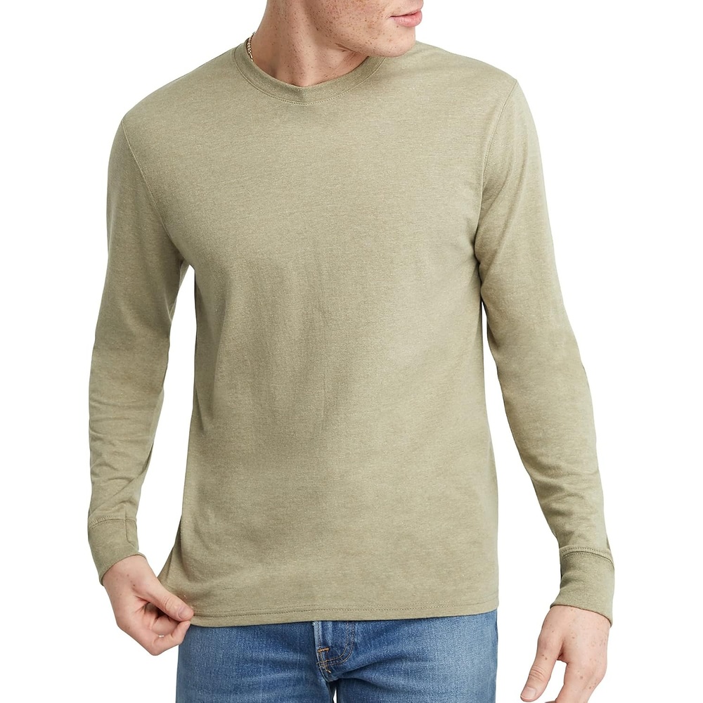 image:imageHanes Mens Originals Long Sleeve TShirt Lightweight TriBlend Jersey Tee for MenOregano Pe Heather