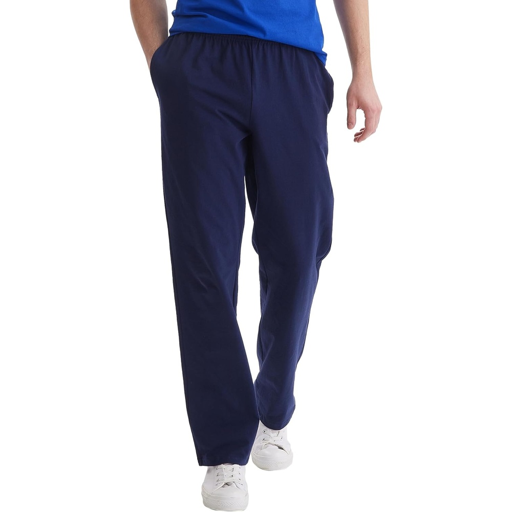 image:imageHanes Mens Sweatpants Pack 3Pack Essentials Midweight Cotton Jersey Lounge Pants Open Bottom Pockets 32Navy
