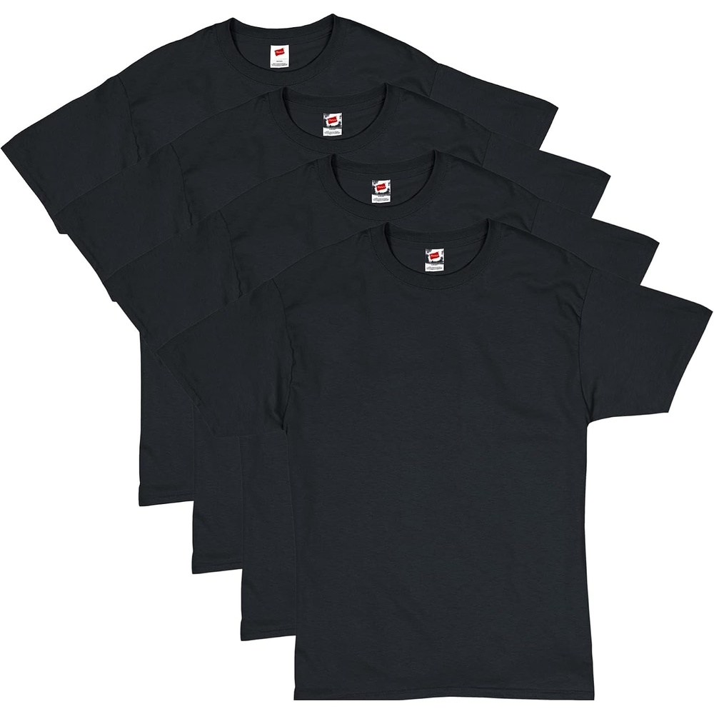 image:imageHanes Mens TShirt Pack 4 or 6 Pack EssentialT Crewneck Cotton TShirts Everyday Mens Clothing Big amp TallBlack