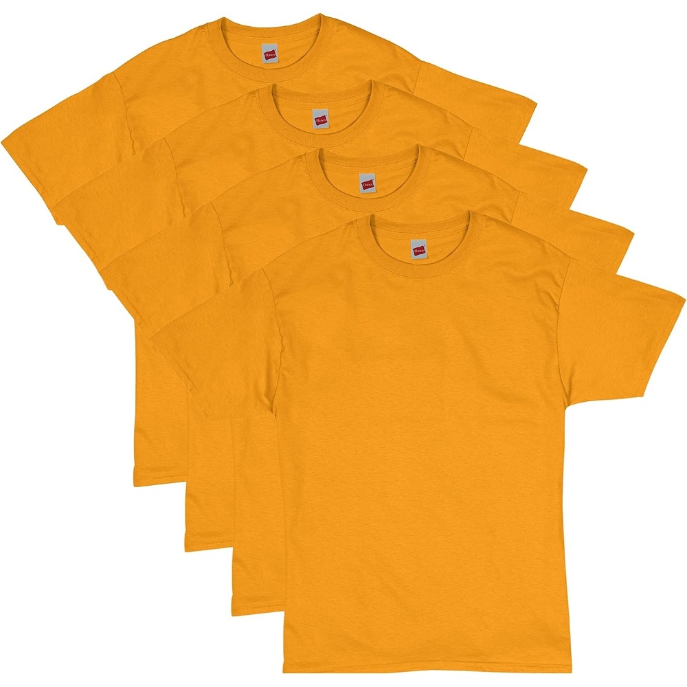 image:imageHanes Mens TShirt Pack 4 or 6 Pack EssentialT Crewneck Cotton TShirts Everyday Mens Clothing Big amp TallGold 4 Pack