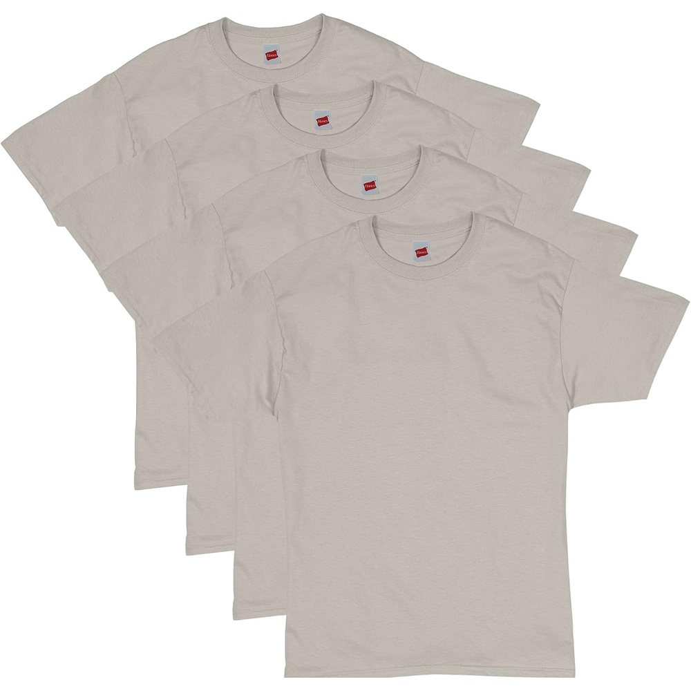 image:imageHanes Mens TShirt Pack 4 or 6 Pack EssentialT Crewneck Cotton TShirts Everyday Mens Clothing Big amp TallSand 4 Pack