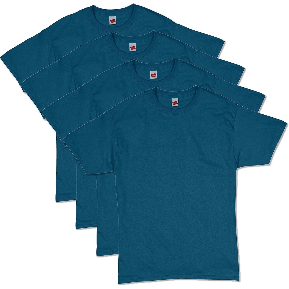 image:imageHanes Mens TShirt Pack 4 or 6 Pack EssentialT Crewneck Cotton TShirts Everyday Mens Clothing Big amp TallSapphire 4 Pack