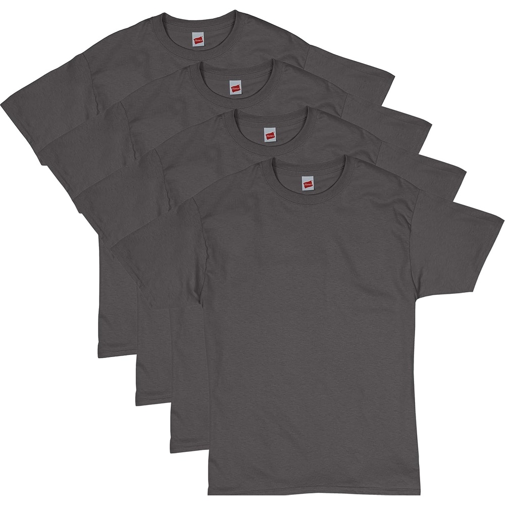 image:imageHanes Mens TShirt Pack 4 or 6 Pack EssentialT Crewneck Cotton TShirts Everyday Mens Clothing Big amp TallSmoke Gray 4 Pack