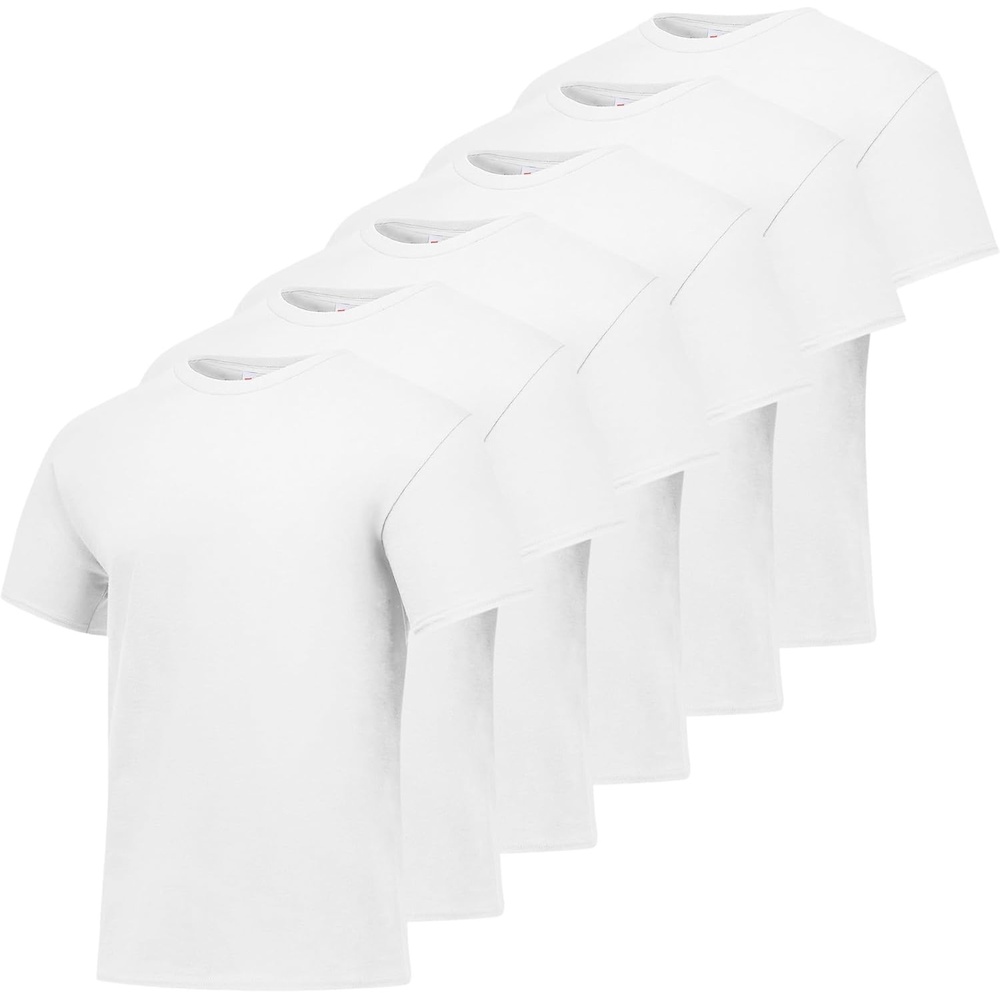 image:imageHanes Mens TShirt Pack 4 or 6 Pack EssentialT Crewneck Cotton TShirts Everyday Mens Clothing Big amp TallWhite 6 Pack