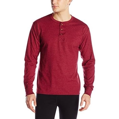 image:imageHanes Mens TShirts Mens Beefyt Henley Shirts Mens Cotton Long Sleeve ShirtsBrandywine Heather