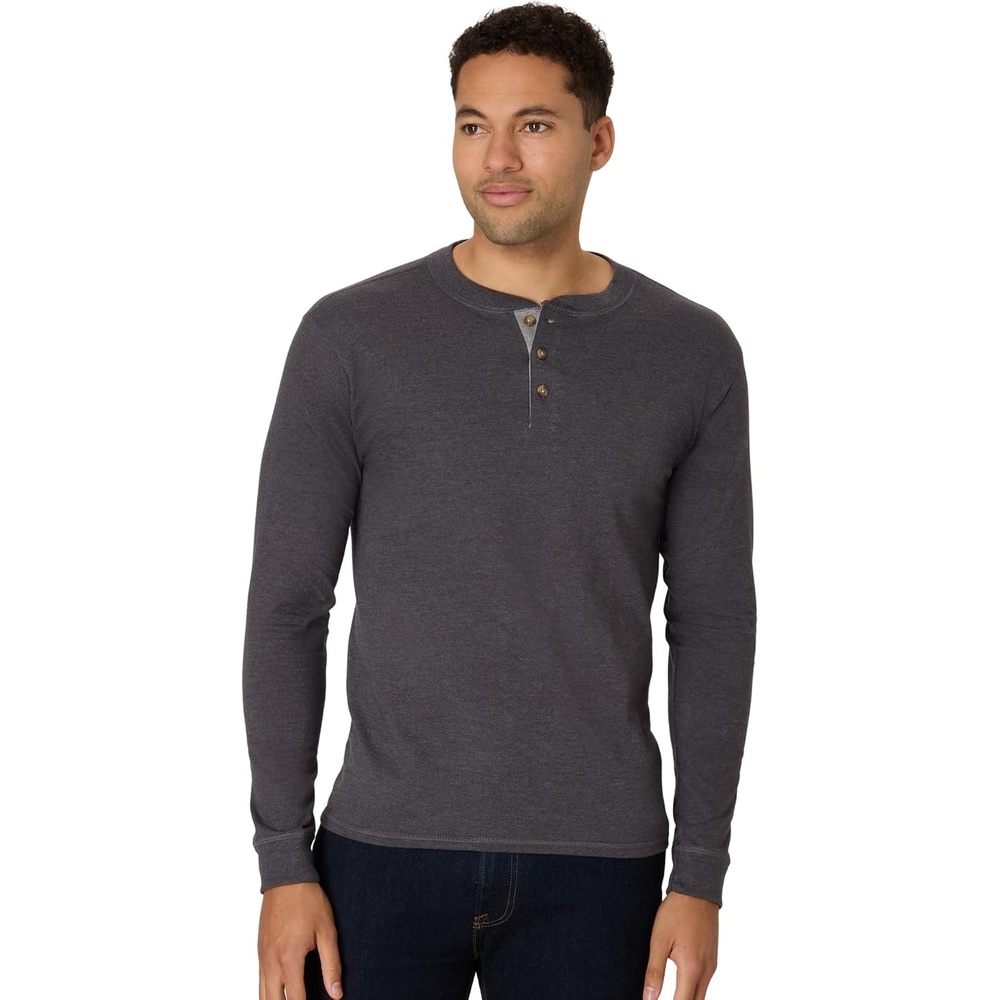 image:imageHanes Mens TShirts Mens Beefyt Henley Shirts Mens Cotton Long Sleeve ShirtsSlate Heather