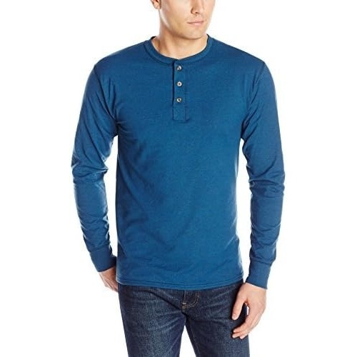 image:imageHanes Mens TShirts Mens Beefyt Henley Shirts Mens Cotton Long Sleeve ShirtsTide Pool Sweater Heather