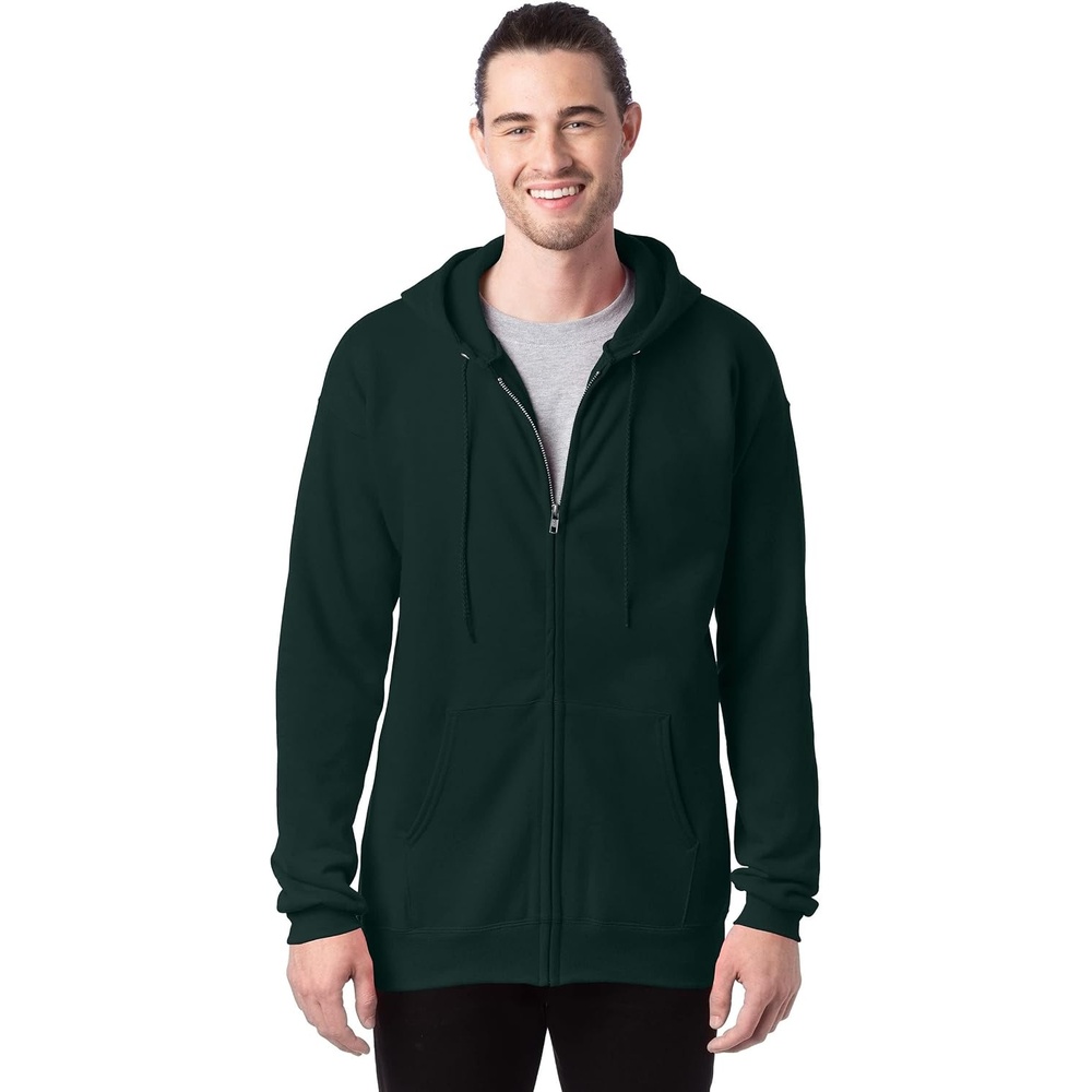 image:imageHanes Mens Ultimate FullZip Hoodie Mens Hooded Fleece Sweatshirt with ZipperDeep Forest