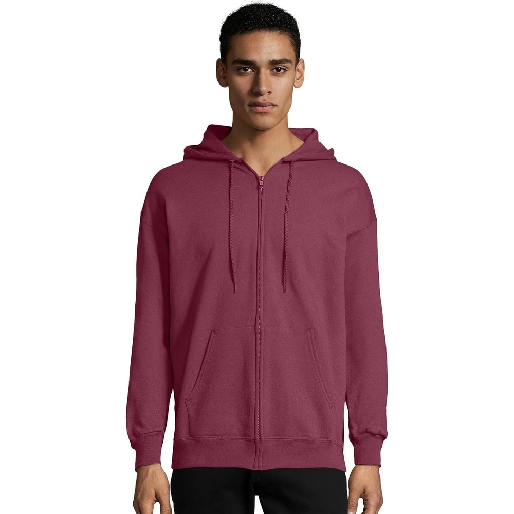 image:imageHanes Mens Ultimate FullZip Hoodie Mens Hooded Fleece Sweatshirt with ZipperMaroon