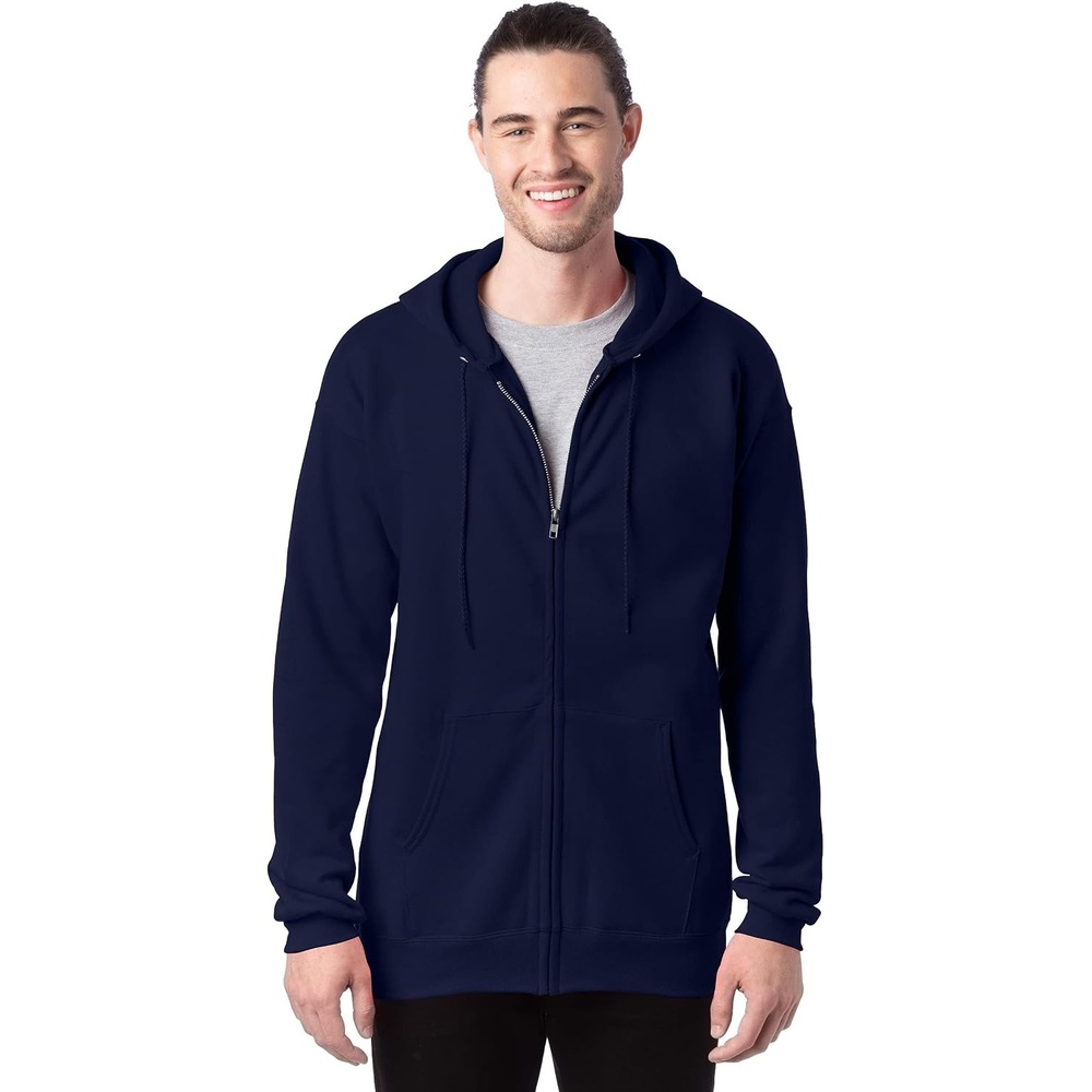 image:imageHanes Mens Ultimate FullZip Hoodie Mens Hooded Fleece Sweatshirt with ZipperNavy