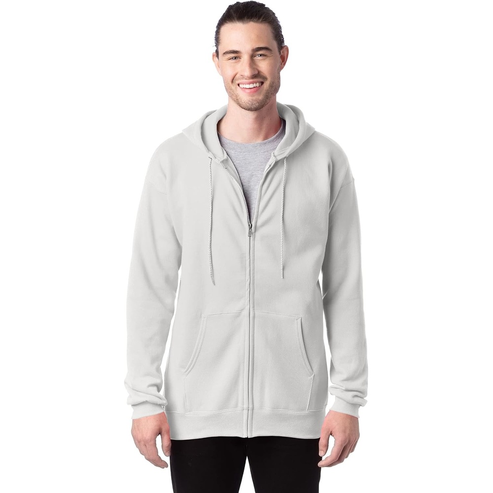 image:imageHanes Mens Ultimate FullZip Hoodie Mens Hooded Fleece Sweatshirt with ZipperWhite