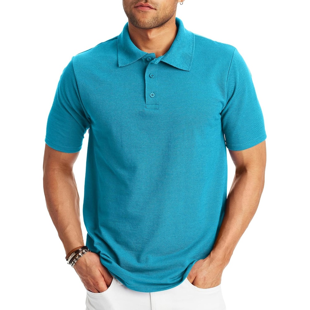image:imageHanes Mens XTemp Short Sleeve Polo Shirt Midweight Mens ShirtBlue Horizon