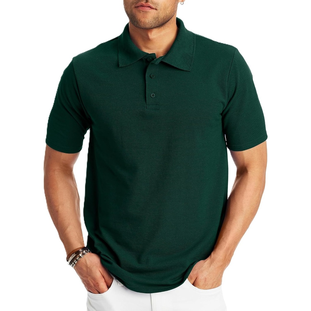 image:imageHanes Mens XTemp Short Sleeve Polo Shirt Midweight Mens ShirtDeep Forest