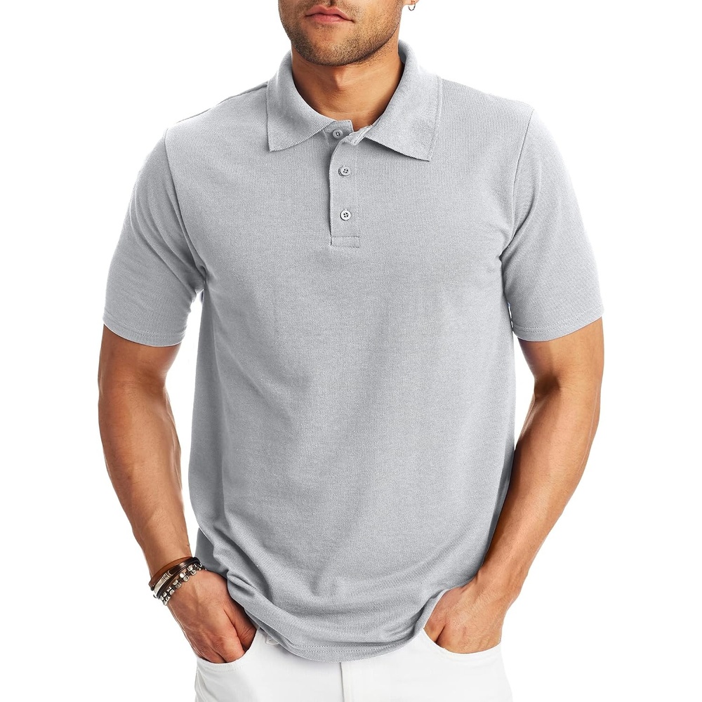 image:imageHanes Mens XTemp Short Sleeve Polo Shirt Midweight Mens ShirtLight Steel
