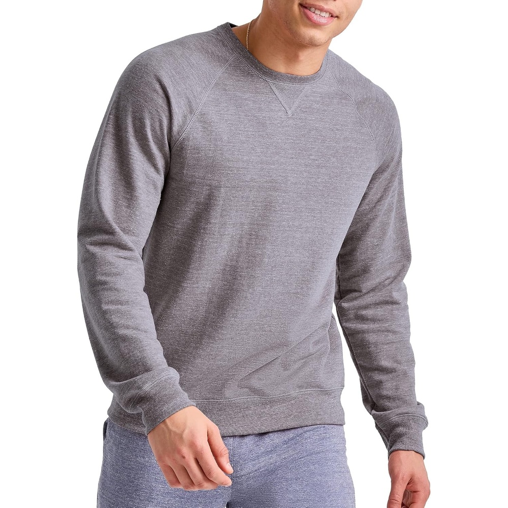 image:imageHanes Originals Mens French Terry Sweatshirt TriBlend Crewneck Sweatshirt for MenBlack 50r Pe Heather