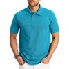 Hanes Men’s X-Temp Short Sleeve Polo Shirt, Midweight Men’s Shirt(Blue Horizon)