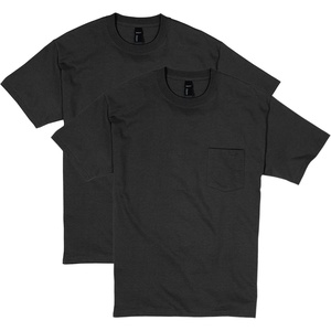 Hanes Men’s Beefy-t Pocket, Heavyweight Cotton Pocket Tee for Men, Full-Cut T-Shirt, 1 Or 2 Pack(Black – 2 Pack)