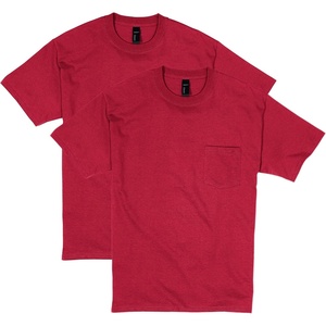 Hanes Men’s Beefy-t Pocket, Heavyweight Cotton Pocket Tee for Men, Full-Cut T-Shirt, 1 Or 2 Pack(Deep Red – 2 Pack)