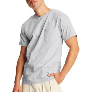 Hanes Men’s Beefy-t Pocket, Heavyweight Cotton Pocket Tee for Men, Full-Cut T-Shirt, 1 Or 2 Pack(Light Steel – 1 Pack)