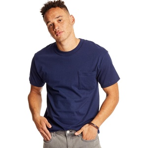 Hanes Men’s Beefy-t Pocket, Heavyweight Cotton Pocket Tee for Men, Full-Cut T-Shirt, 1 Or 2 Pack(Navy – 2 Pack)