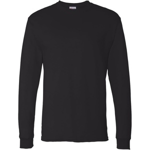 Hanes Men’s Essentials Long-Sleeve T-Shirt, Crewneck Cotton T-Shirts for Men, 2-Pack(Black – 2 Pack)