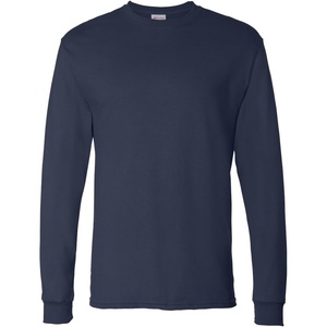 Hanes Men’s Essentials Long-Sleeve T-Shirt, Crewneck Cotton T-Shirts for Men, 2-Pack(Navy – 2 Pack)