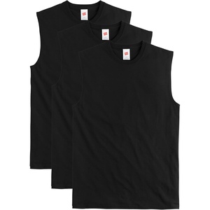 Hanes Men’s Essentials Midweight Muscle T-Shirt Pack, Cotton Muscle Tank Shirts, 3-Pack(Black)