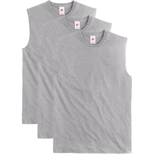 Hanes Men’s Essentials Midweight Muscle T-Shirt Pack, Cotton Muscle Tank Shirts, 3-Pack(Oxford Gray)