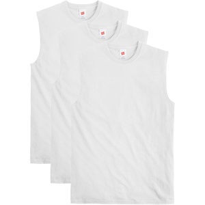 Hanes Men’s Essentials Midweight Muscle T-Shirt Pack, Cotton Muscle Tank Shirts, 3-Pack(White)