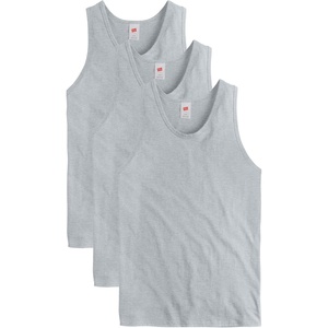 Hanes Men’s Essentials Tank Top Pack, Midweight Cotton Tanks, Sleeveless Shirts, 3-Pack(Light Steel)
