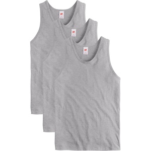 Hanes Men’s Essentials Tank Top Pack, Midweight Cotton Tanks, Sleeveless Shirts, 3-Pack(Oxford Gray)