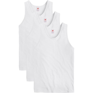 Hanes Men’s Essentials Tank Top Pack, Midweight Cotton Tanks, Sleeveless Shirts, 3-Pack(White)