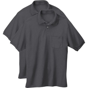 Hanes Men’s Short Sleeve Jersey Pocket Polo (Pack of 2)(Charcoal Heather)