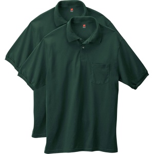 Hanes Men’s Short Sleeve Jersey Pocket Polo (Pack of 2)(Deep Forest)
