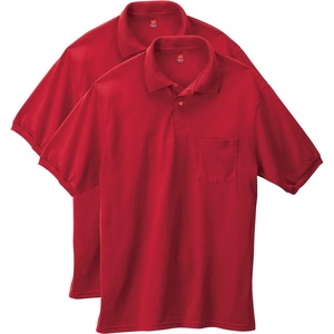 Hanes Men’s Short Sleeve Jersey Pocket Polo (Pack of 2)(Deep Red)