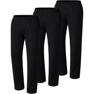 Hanes Men’s Sweatpants Pack – 3-Pack – Essentials Midweight Cotton Jersey Lounge Pants – Open Bottom – Pockets – 32″(Black/Black/Black)