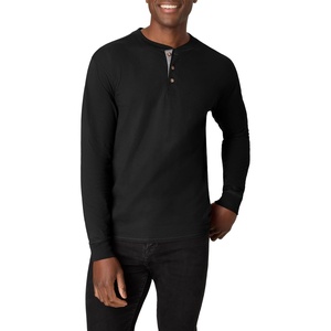 Hanes Mens T-Shirts, Men’s Beefyt Henley Shirts, Men’s Cotton Long Sleeve Shirts(Ebony)