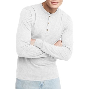 Hanes Originals Men’s Tri-Blend Long Sleeve Henley T-Shirt, Lightweight Long Sleeve Tee(Eco White)