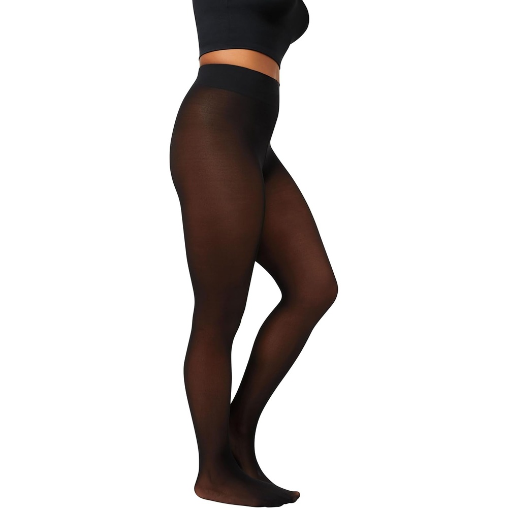 image:imageHanes EcoSmart Womens Opaque Tights Same to Waist Sheer Toe Black